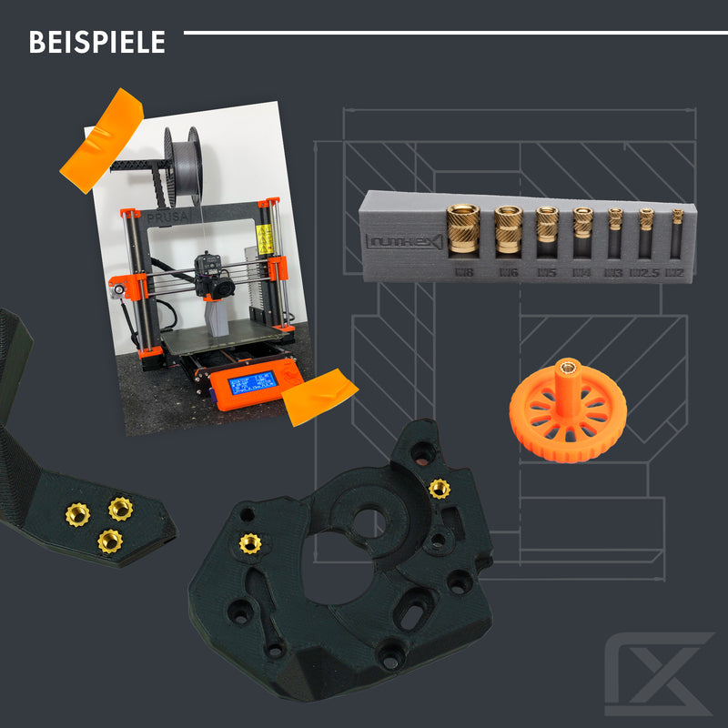 ruthex M3 Gewindeeinsatz – 100 Stück RX-M3x5.7 Messing Gewindebuchsen für 3D Druck-Teile aus Kunststoff