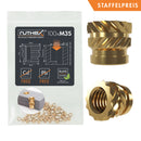insert fileté ruthex M3 SHORT - 100 pièces bagues filetées en laiton RX-M3Sx4.0 pour pièces en plastique imprimées en 3D