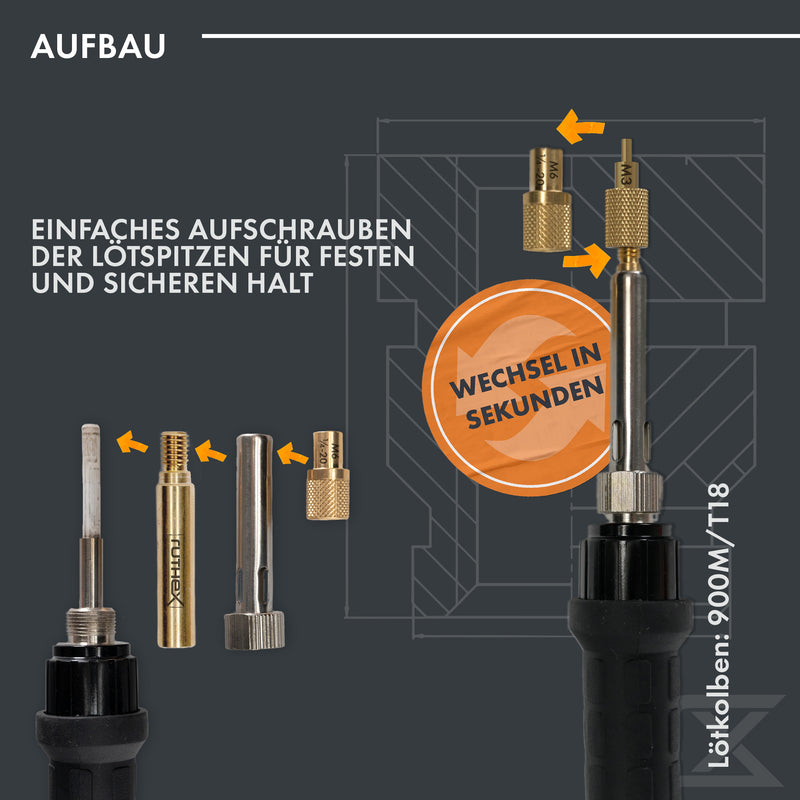 Ruthex M5 + M6 + M6 thread inserts bundle + soldering tip set