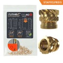ruthex M3x5x4 Gewindeeinsatz - Made for VORON -  100 Stück RX-M3x5x4 Messing Gewindebuchsen für 3D Druck-Teile aus Kunststoff