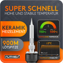 ruthex 900M Lötkolben mit LED-Display - 90W - Temperatur Einstellbar 150~500 ℃ - Abkühlphase mit LED Temperaturanzeige - Lötpistole mit 900M Lötspitze inklusive Ablageständer