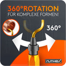 ruthex Entgrater in Metallbox inkl. 11 Klingen für Kunststoff, Metall, Edelstahl - ideal im 3D Druck - Handentgrater mit Griffstaufach - zusätzliche titanbeschichtete Entgraterklingen für Bohrungen