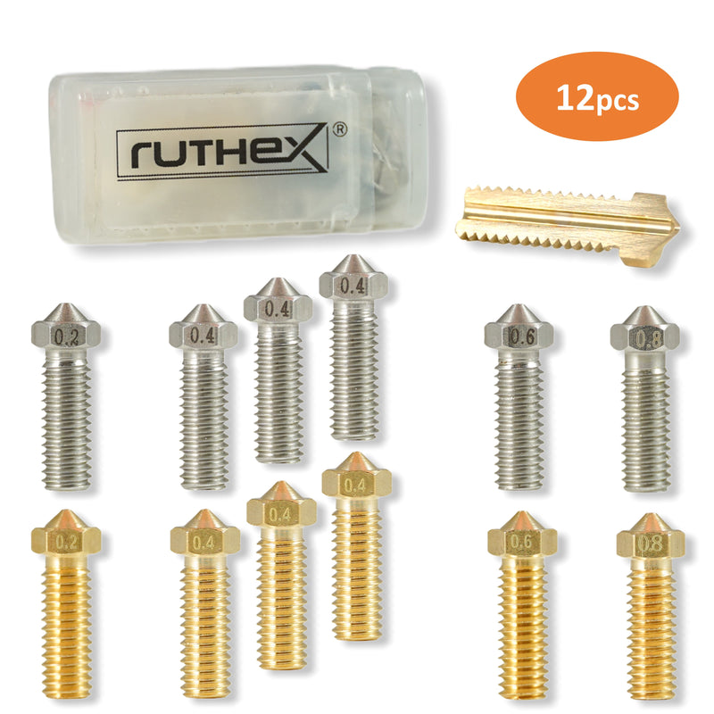 ruthex 3D printer nozzles/nozzle Volcano set (12 pieces) for Artillery Genius | Sidewinder X1