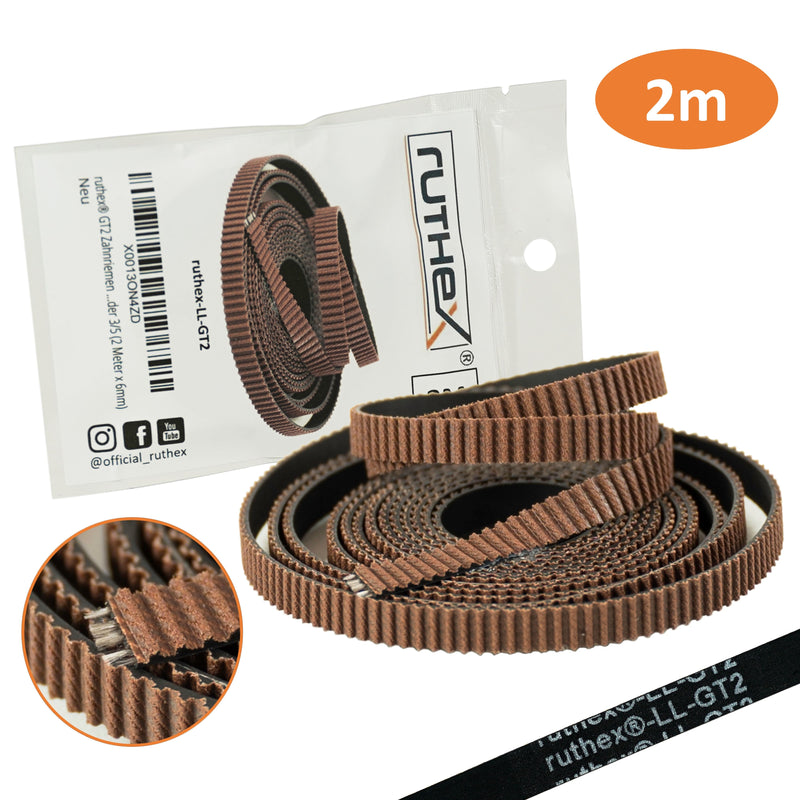 ruthex GT2 timing belt (2m x 6mm) - fiberglass tension cord