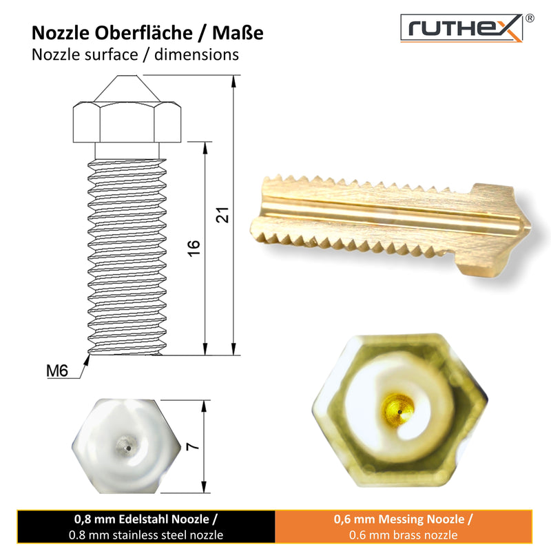 ruthex 3D Drucker Düsen/Nozzle Volcano Set (12 Stück) für Artillery Ge
