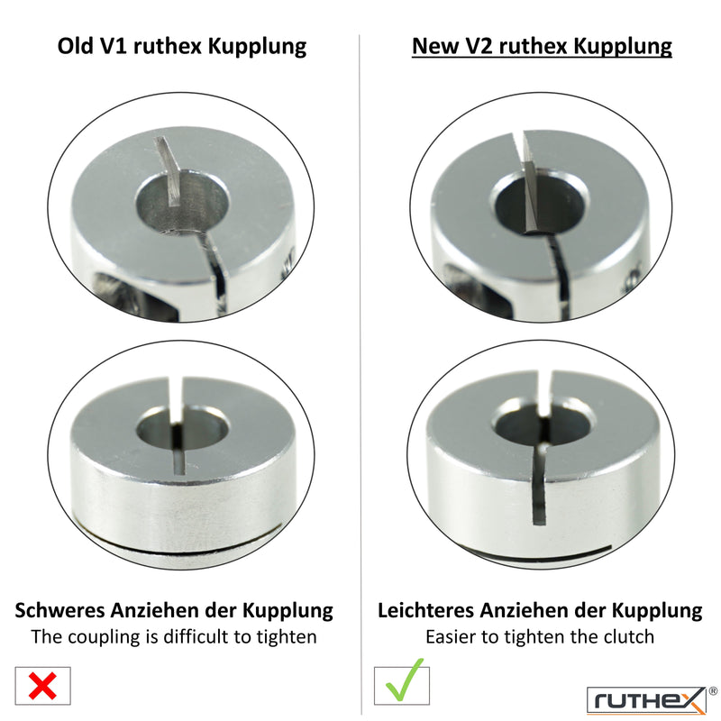 ruthex 3D Drucker Kupplung 5x8mm V2 (2 Stück) mit 2 Ausrichtkugeln